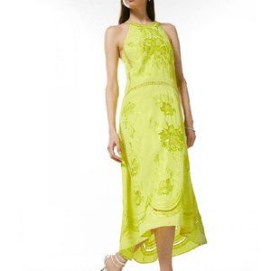 Embroidered Cross Back Halter Woven Midi Dress by KAREN MILLEN